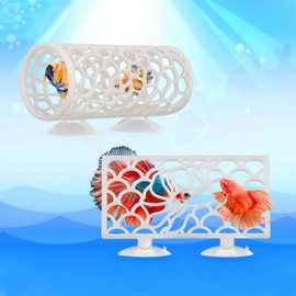Fish Bed Tunnel, Hollow Betta FishDecor for Aquarium Premium Craftsmanship, Safe Betta Resting Tube Hammock Betta FishCaves Install for FishAquarium (White)