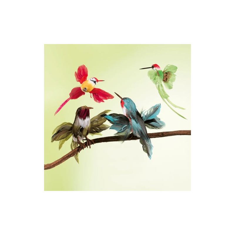 Decorative Hummingbird Set of 3 Green 18 cm with Real