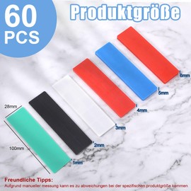 60-Piece Spacer Set, Glazing Blocks, Underlay Plates Set, 100 x 28 mm / 4 x 1.1 Inch Wedges, 6 Colours, Thick Glazing Blocks, Compensation Plates, Spacer Blocks, Window Tiles Installation Set (Mix 1-6