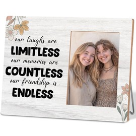 Friendship Picture Frame Gifts For Best Friend,Ours Laughs Are Limitless,Wood Photo Frame Gifts Idea, Tabletop & Wall Mounting, 4x6 Inch Photo