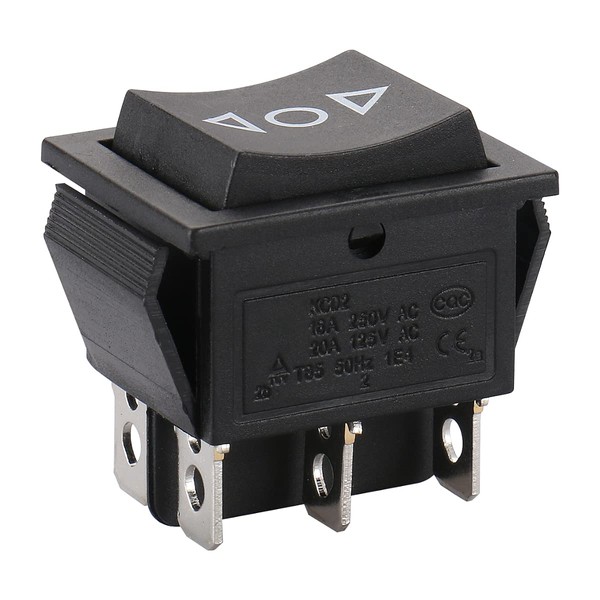 Baomain Momentary 6 Pin DPDT Button Rocker Switch (ON)/Off/(ON) AC 250V/10A 125V/15A Black Plastic (1)