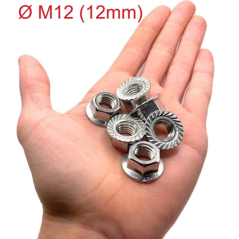 Nut made of stainless steel with serrated edge M12, nuts