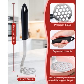 Acual Potato Masher Stainless Steel, Heavy Duty 304 Stainless Steel Masher