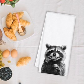 OSLYSOF Funny Raccoon Hand Towels for Bathroom, Raccoon Bathroom Hand Towels, Funny Raccoon Gifts for Women Raccoon Lovers, Animal Decor, 16x24 Inch