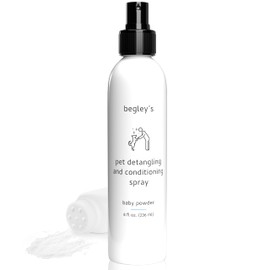 Begley's Pet Detangling Spray - Premium Essential Oil Scented Detangler Spray for Dogs, Puppies & Cats - Dog Leave in Conditioner Spray - Dematting Spray for Dogs & Pets - 8 oz, Baby Powder