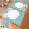 Rabbit Placemats Set of 4,Easter Bunny Eggs Table Place Washable