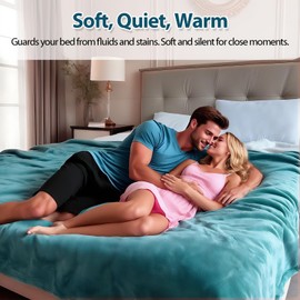 Haltune Stain-Proof Teal Blanket for Intimate Moments Queen Size 80'' x 60'', Bedding Cover and Protection for Love Activities