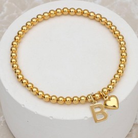 HURLEY BURLEY LONDON Women's Gold Plated Initial Charm Ball Bracelet