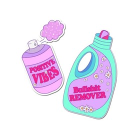 Positive Vibes Bullshit Remover Laundry Detergent 4 inch Full Color Indoor Outdoor Vinyl Decal