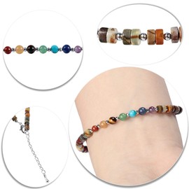 Nupuyai 7 Chakra Picasso Jasper Crystal Beads Bracelet for Women, Energy Healing Stone Adjustable Bracelet for Reiki Yoga Meditation