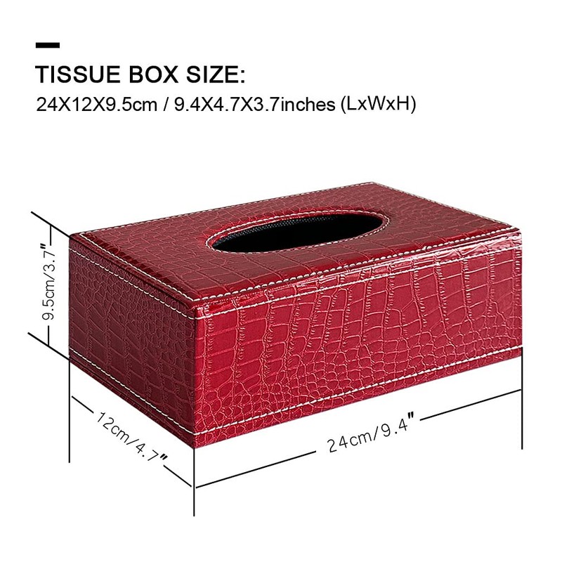 PTAPIPI Elegant PU Leather Tissue Box Holder, Modern Rectangular Towel
