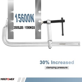 MAXPOWER Thick F Clamp, Rail 1-11/64" x 9/16", Max Load Limit 3505 LBS, Clamps Throat 5-5/8 inch (140 mm), Max Jaw Opening 15-3/4 inch (400 mm)