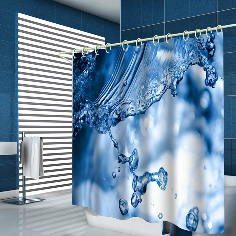 Shower Curtain Set Waterproof Hanging Bath Curtain with Rings Bathroom
