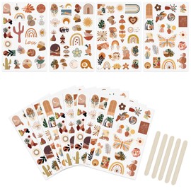 Wandic Rub On Transfer Stickers, Boho Theme Stickers, Transparent, Waterproof, Natural Stickers for Scrapbook, Diary, Planner, Album, 16 Sheets