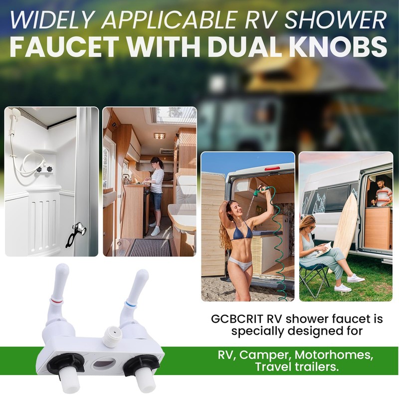 RV Shower Faucet, Camper Shower Faucet Diverter with Classical Handles,