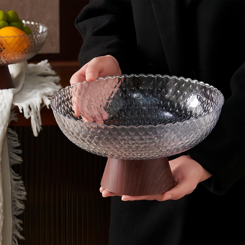 HOMTERN Fruit Bowl Comes with Draining Dase Fruit Dasket,Transparent Fruit