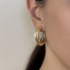 14K Gold Plated Chunky Open Hoop Earrings, Trendy Lightweight, Large,