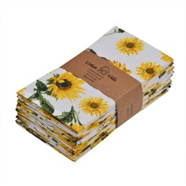 Urban Villa Dinner Napkins Sunflower Print Cloth Napkins (Set of 12) Oversized 20x20 Inches 100% Cotton Premium Quality Soft Durable with Mitered Corners Reusable Washable Everyday Use Parties Napkins