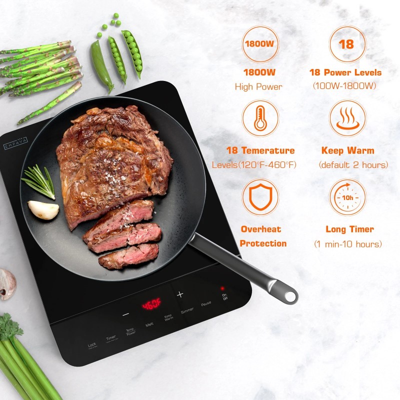 Empava 11-in Portable Single Heating Element 1800-W Countertop Induction Cooktop