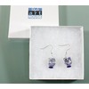 "Sophia" Little Owl Blue and White Porcelain Earrings, 1.5 Inches