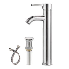 Greenspring Vessel Sink Bathroom Faucet Chrome Single Hole Single Handle Modern Lavatory Vanity Bowl Faucets Tall Body with Pop Up Drain Without Overflow Supply Line