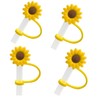 4Pcs Yellow Sunflower Straw Plug Reusable Splash Proof Plugs Kitchen