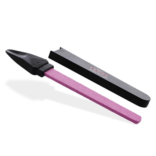 Otto Herder Ceramic Nail File for Nails, Ceramic File, Mineral File for Fingernails, File 13.5 cm, with Black Plastic Handles and Case