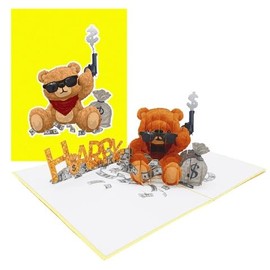 ETA 3D Happy Birthday Cool Bear Pop Up Cards for Animal Lovers, Kids, Friends, Boys, Son, Grandchild on Birthday, A48