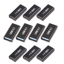 POHFP 10𝐏𝐚𝐜𝐤 𝐔𝐩𝐠𝐫𝐚𝐝𝐞𝐝 USB Female to USB C Female Adapter, 10GB-Usb3.1 to C Adapter Connector, Bi-Directional High Speed USB Extension Connector Support Charge & Data Sync