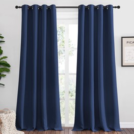 NICETOWN NICETOWN Navy Blackout Curtains 120" Long for Living Room, 55" W, Set of 2, Thermal Insulated Window Treatment Light Reducing Room Darkening Drapes for Boys Kids Bedroom, Classroom, Apartment