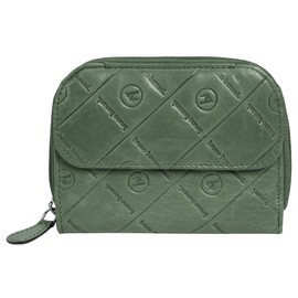 bruno banani Genuine Leather Women's Slim Wallet, Lightweight Wallet, 2 Card Compartments, All-Round Zip, 021857, Green, Casual