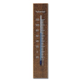 Hokco Analog Wall Thermometer Fahrenheit Scale Wood Walnut Finish 7.8 inch tall