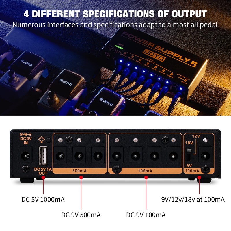 JOYO Built-in 4400mAh Rechargeable Battery Guitar Effect Pedal Power Supply