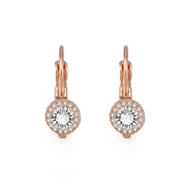 Women's Rose Gold or Silver Earrings Steel with Crystal Steel Pin (#2 Ring Earring, Rose Gold), Copper Stainless Steel Rose Gold Crystal Cubic Zirconia Alloy Steel Silver, Crystal, Cubic Zirconia
