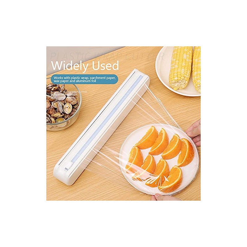 ENJOYCOO Plastic Wrap Dispenser With Cutter, Reusable Cling Film Dispenser,