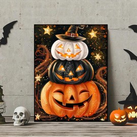 Jakener Kit per pittura con diamanti a forma di zucca per adulti, kit per pittura a mosaico fai da te per adulti, 30 x 40 cm