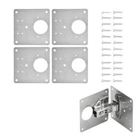 AUNMAS Placa de Reparación de Bisagras de Gabinete, Soportes de Reparación de Bisagras de Acero Inoxidable para Muebles y Puertas de Cocina (4 Piezas)