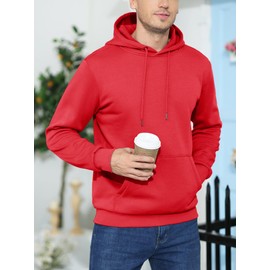 MAGCOMSEN Hoodies for Men Pullover Casual Athletic Pullover Classic Midweight Sweatshirts Blank Fall Warm Pullover Tomato XL