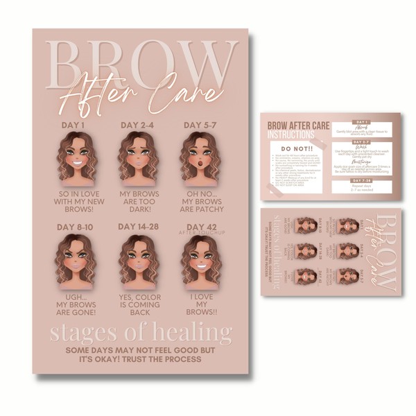 Tarjetas de instrucciones para el cuidado posterior de microblading para