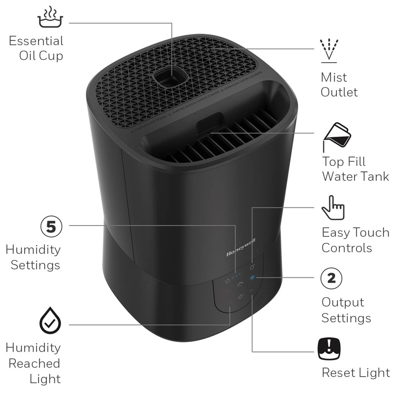 Honeywell Easy-to-Care Filter Free Warm Mist Humidifier, Medium Rooms, 1.5