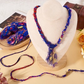 KISSITTY Pure Silk Cord 13 Yards Medium Blue Gradient Color Silk Yarn 2-5mm Colorful Decorative Thread for DIY Braid Necklace Bracelet Earring Jewelry Making Knotting Crafting Hair Decor