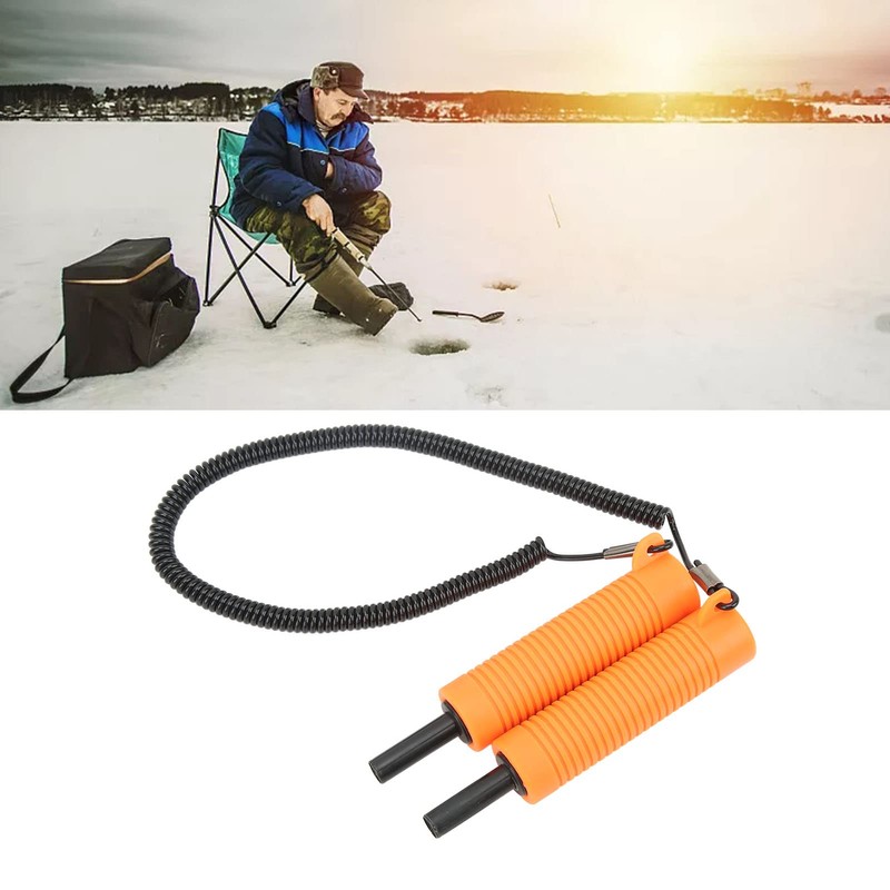 Fishing Ice Picks Kit,Ice Fishing Safety Pick Stainless Steel Orange