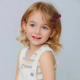 Adorable 2pcs White Hair Bow Clips for Baby-Girls - Boutique Barrettes for Toddlers and Kids with Fully Lined Clips（Red）