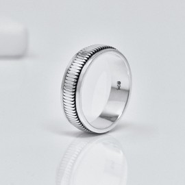 Treasure Bay WOMENS MENS Finger Band Skulls, Celtic Knot, Braid 925 Sterling Silver Spinner/Spinning/Spin Ring Stress Relief Ring Size L M N P R T W Y (Tracks Woven, M)