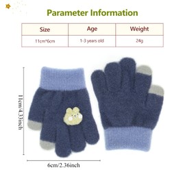 CHEERYMAGIC Kids Winter Gloves Warm Knitted Soft Gloves Cute Rabbit Thermal Full Fingers Stretch Gloves Outdoor School Costume Daily Wearing for Boys Girls A9TZWZST (Blue, 1-3 Year)