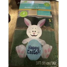 Way To Celebrate 3 ft Easter Bunny Inflatable Decoration Indoor Outdoor Happy Easter Egg Sign
