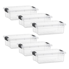 Superio Clear Storage Boxes with Lids, 7 Quart Plastic Container Bins for Organizing, Stackable Crates, BPA Free, Non Toxic, Odor Free, Organizers for Home, Office and Dorm, 6 Pack