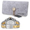 Alienwork IK Watch Men Women Calendar Metal Bracelet, Silver-navy/navy/metal band