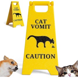 Cat Puke Sign, 12 x 6 cm Funny Gag Cat Dog Vomit Sign, Cat Dog Vomit Sign, Cat Dog Poke Yard Sign, Prank Gift for Cats Dog Lovers (Cat)