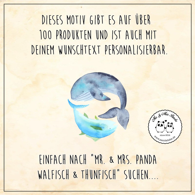 Mr. & Mrs. Panda Glass Coaster Whale Tuna Gift Word
